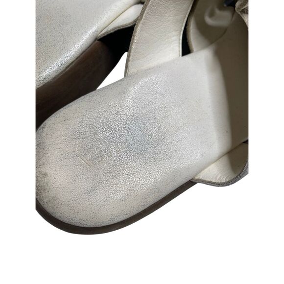 White Mountain White Leather Elastic Strap Slip On Sandals Womens Size 8B Summer - Picture 8 of 12